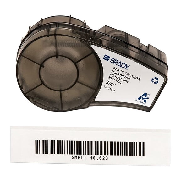 Brady Label Tape Cartridge, Black/White, Labels/Roll: Continuous M21-750-461