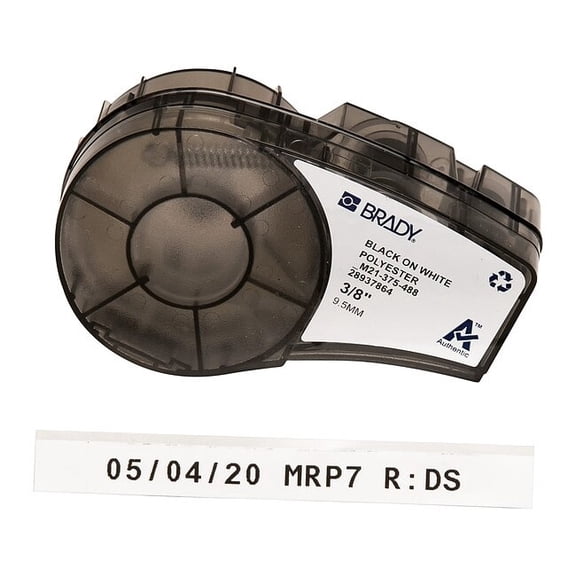 Brady Label Tape Cartridge, Black/White, Labels/Roll: Continuous M21-375-488