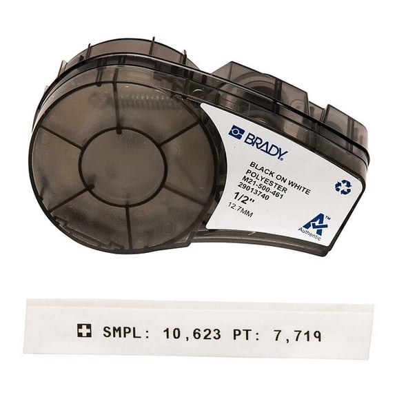 Brady Label Tape Cartridge, Black/White, Labels/Roll: Continuous M21-500-461
