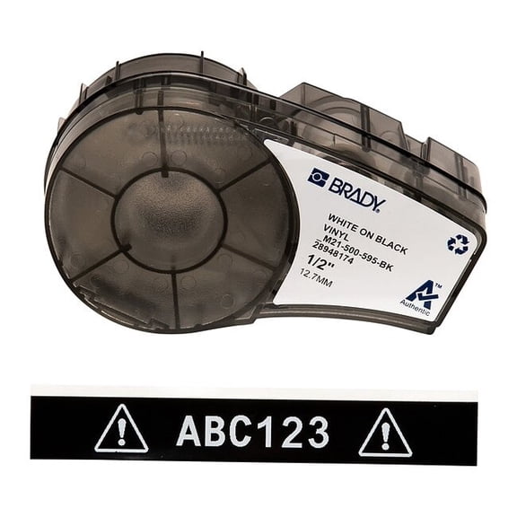 Brady Label/RibbonCartridge,Black,Gloss,1/2inW M21-500-595-BK