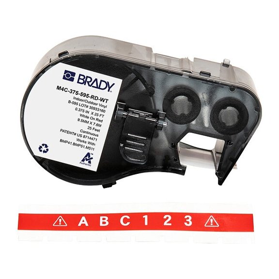 Brady Label/RibbonCartridge,Red,Gloss,3/8inW M4C-375-595-RD-WT