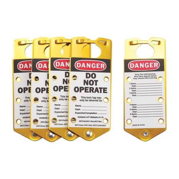 Brady Labeled Lockout Hasp,Gold,6 Padlock,PK5 65974