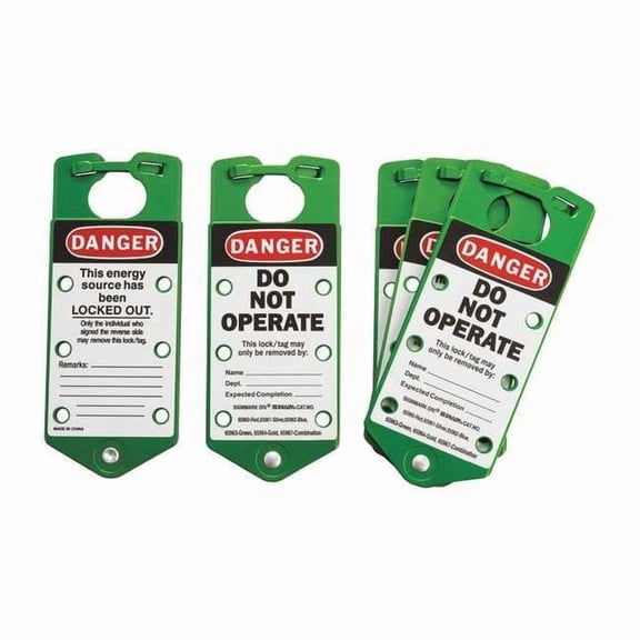 Labeled Lockout Hasp, Green, Aluminum, 6 Max. No. of Padlocks, 5/16 in Max. Shackle Dia.