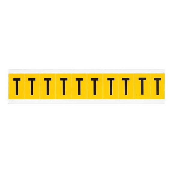 Brady Letter Label, T, 1-1/2in.Hx7/8in.W, Vinyl 1530-T