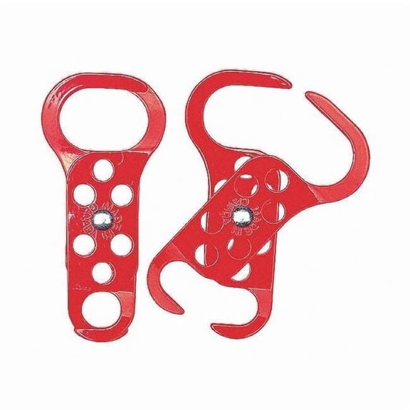 Lockout Hasp, Red, Steel, 6 Max. No. of Padlocks, 189/500 in Max. Shackle Dia. 236919