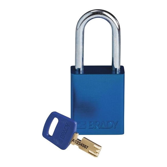 Brady Lockout Padlock,Al,Bl,Key Different ALU-BLU-38ST-KD