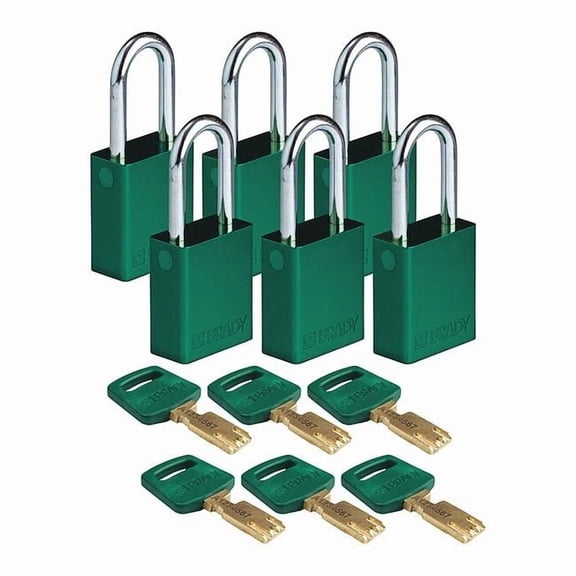 Lockout Padlock, Keyed Different, Aluminum, Green, 1 1/2 in Shackle Height, 1 1/2 in Body Width