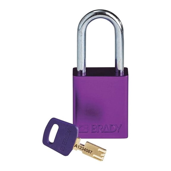 Brady Lockout Padlock,Al,Purple,Key Different ALU-PRP-38ST-KD