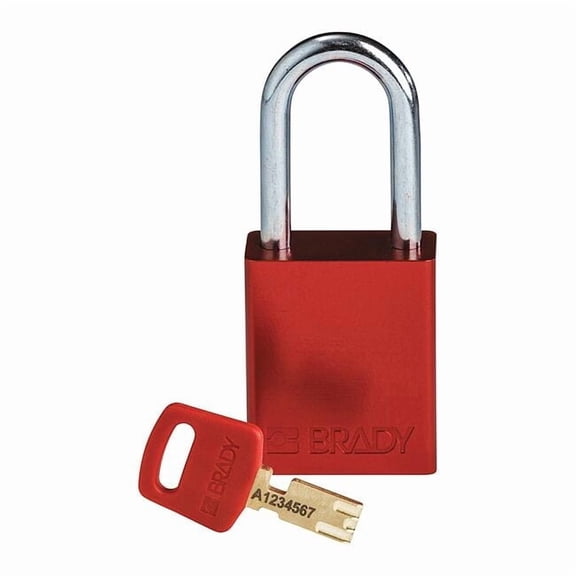 Lockout Padlock, Keyed Different, Aluminum, Red, 1 1/2 in Shackle Height, 1 1/2 in Body Width