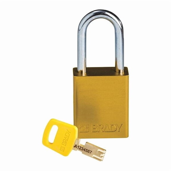 Lockout Padlock, Keyed Different, Aluminum, Yellow, 1 1/2 in Shackle Height, 1 1/2 in Body Width