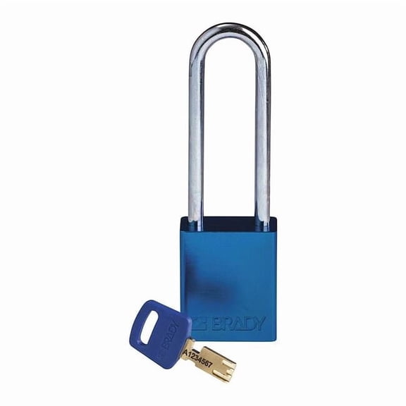 Lockout Padlock, Keyed Different, Aluminum, Blue, 3 in Shackle Height, 1 1/2 in Body Width