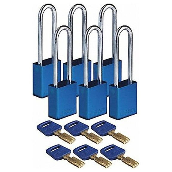 Brady Lockout Padlock,Blue,1-13/16" H Body,PK6 ALU-BLU-76ST-KA6PK