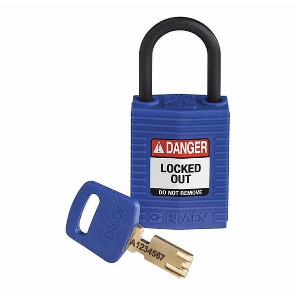 Lockout Padlock, Keyed Different, Nylon, Blue, 1 in Shackle Height, 1 1/4 in Body Width
