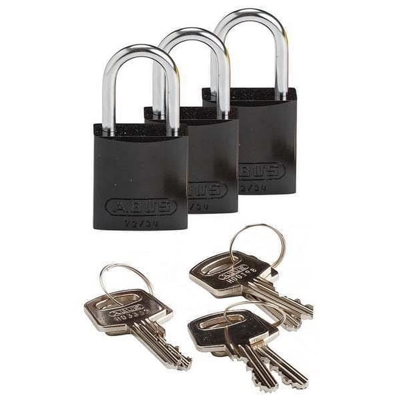 Brady Lockout Padlock,KA,Black,1-7/16"H,PK3 133284