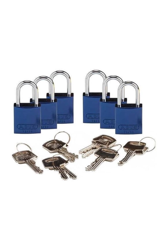 133289 keyed padlock, alike key, aluminum, pk 6