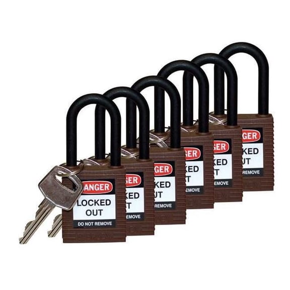Brady Lockout Padlock,KA,Brown,1-3/4"H,PK6 123348