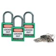 thumbnail image 1 of Brady Lockout Padlock,KA,Green,1-2/5"H,PK3 118955, 1 of 2