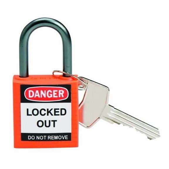 Lockout Padlock, Keyed Alike, Nylon, Green, 1 in Shackle Height, 1 3/16 in Body Width, 6 PK