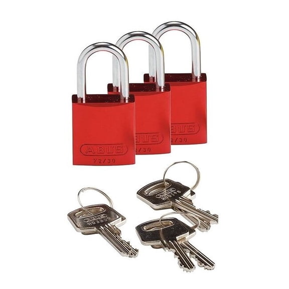 Brady Lockout Padlock,KA,Red,1-7/16"H,PK3 133279