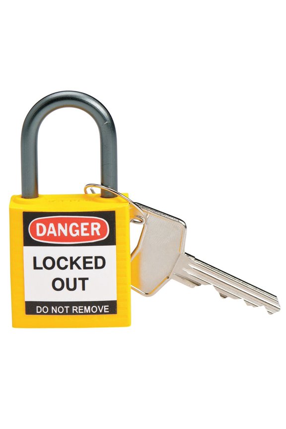 Yellow Lockout Padlock, Alike Key Type, Thermoplastic Body Material 118961