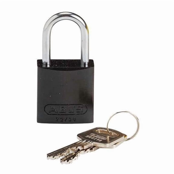 Lockout Padlock, Keyed Different, Aluminum, Black, 1 in Shackle Height, 1 1/4 in Body Width