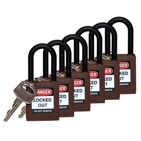 Brady Lockout Padlock,KD,Brown,1-3/4"H,PK6 123357