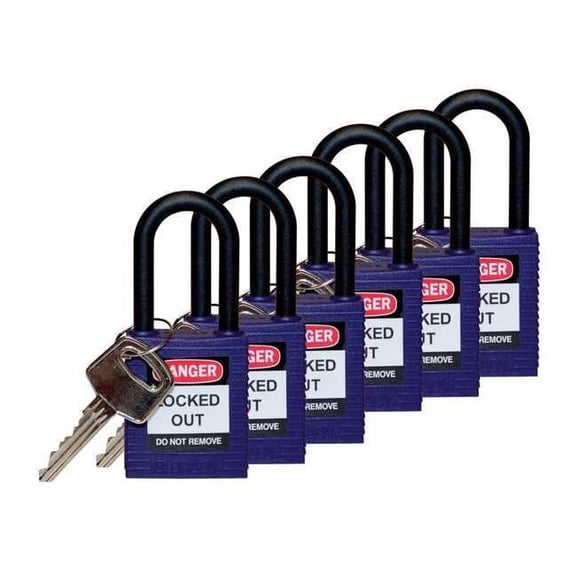 Brady Lockout Padlock,KD,Purple,1-3/4"H,PK6 123358