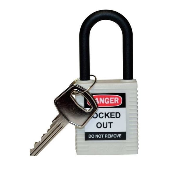 Brady Lockout Padlock,KD,White,1-3/4"H 123332