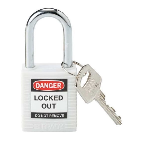 Brady Lockout Padlock,KD,White,1-3/4"H 143123