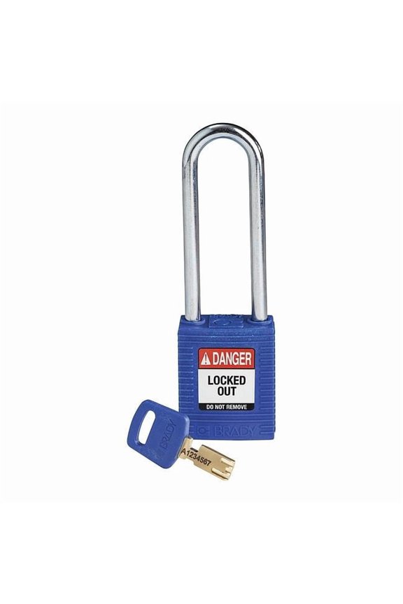 Lockout Padlock,Nylon,Bl,Key Different NYL-BLU-76ST-KD