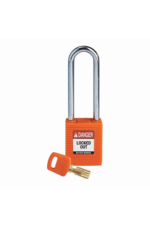 Lockout Padlock,Nylon,Org,Key Different NYL-ORG-76ST-KD