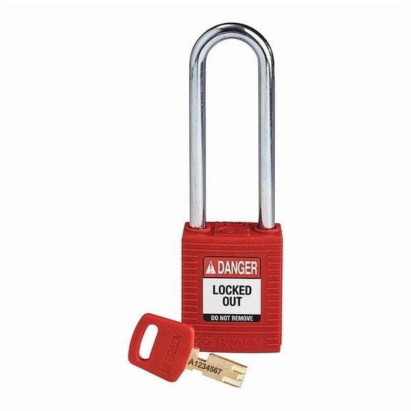Brady Lockout Padlock,Nylon,Red,Key Different NYL-RED-76ST-KD