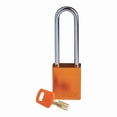 thumbnail image 1 of Lockout Padlock, Keyed Different, Aluminum, Orange, 3 in Shackle Height, 1 1/2 in Body Width, 1 of 1