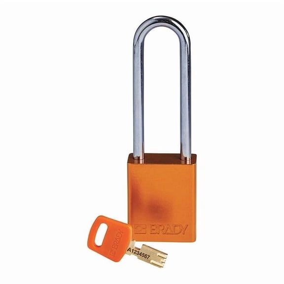 Lockout Padlock, Keyed Different, Aluminum, Orange, 3 in Shackle Height, 1 1/2 in Body Width