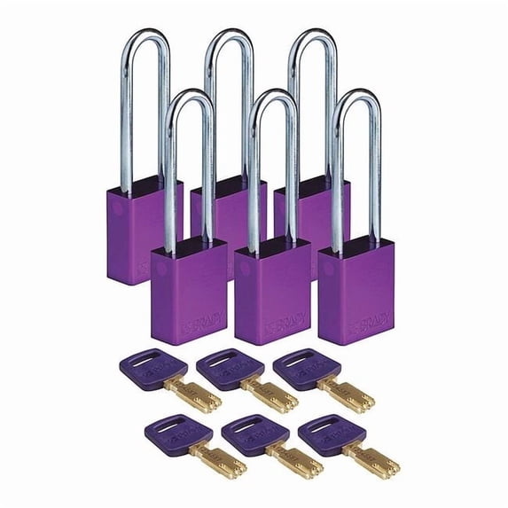 Brady Lockout Padlock,Purple,1-1/2" W Body,PK6 ALU-PRP-76ST-KA6PK