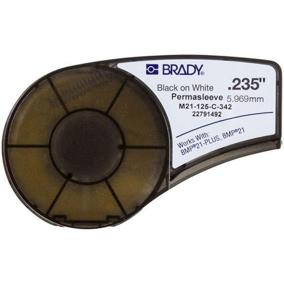 Brady Label Tape Cartridge, Black/White, Labels/Roll: Continuous M21-125-C-342