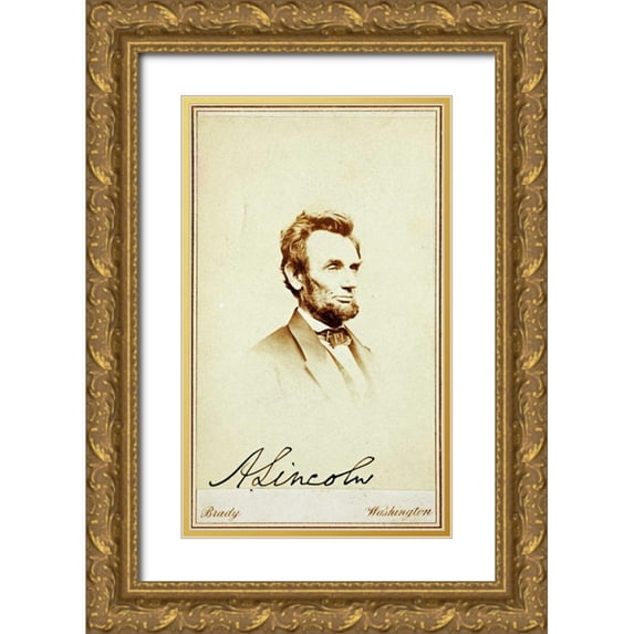 Brady, Mathew B. 10x14 Gold Ornate Wood Framed with Double Matting Museum Art Print Titled - Abraham Lincoln, 1864