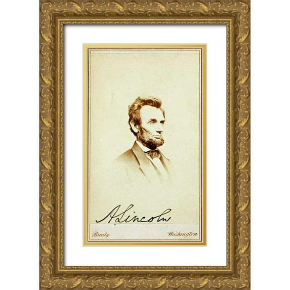 Brady, Mathew B. 16x24 Gold Ornate Wood Framed with Double Matting Museum Art Print Titled - Abraham Lincoln, 1864