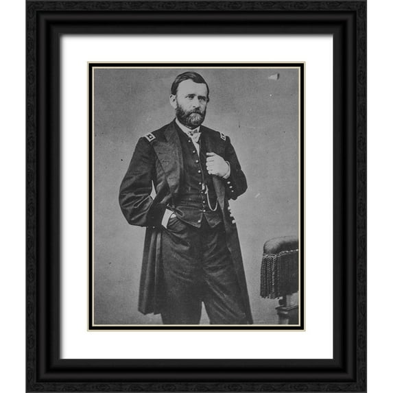 Brady, Matthew 20x24 Black Ornate Wood Framed with Double Matting Museum Art Print Titled - Gen. U.S. Grant