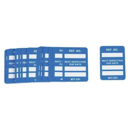 Tag, Inspection, Plastic, 1 3/4 in H x 1 1/4 in W, White on Blue, Rectangle, 100 PK