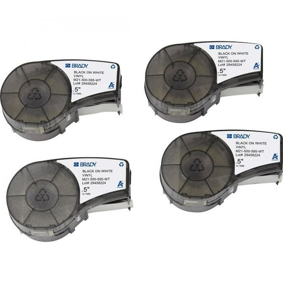Brady Label Cartridge,Black/White,1/2 In. W M21-500-595-WT