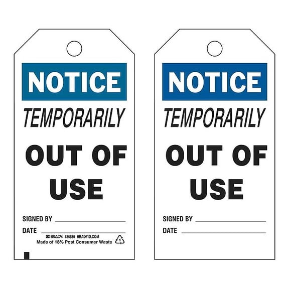 Brady Notice Tag,5 3/4in H,3in W,Polyster,PK10 86536