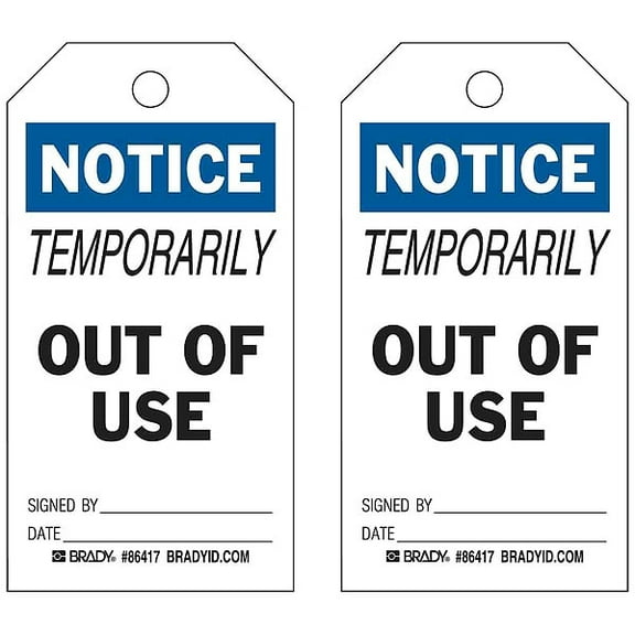 Brady Notice Tag,7 in H,4 in W,Polyester,PK10 86478