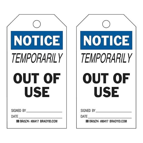 Brady Notice Tag,7 in H,4 in W,Polyester,PK10 86478