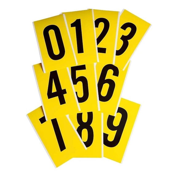 Brady Number Label Set, Vinyl, 9 in H, 5 in W 3470-# KIT