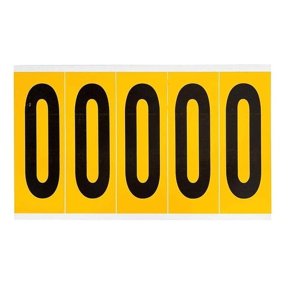 Brady Number Label, 0, 5in.Hx1-3/4in.W, Vinyl 1560-0