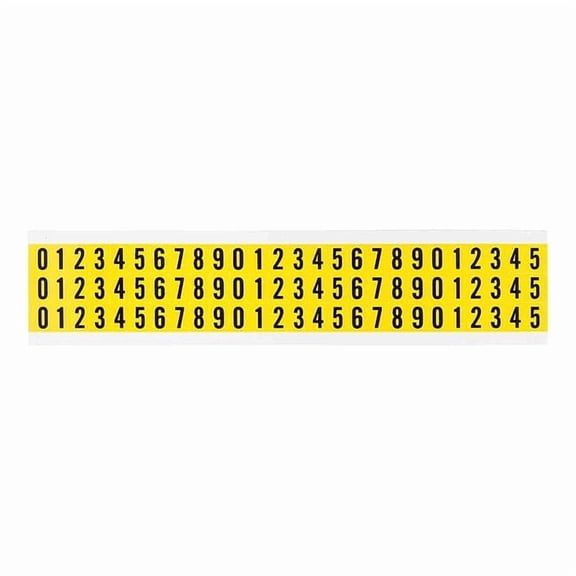 Brady Number Label Set, Vinyl, 1/2 in H, 3/8 in W 34110