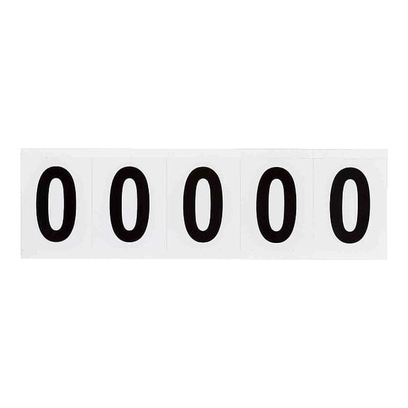 Brady Number Label, 0, 2-1/4inHx1-13/16inW, Vinyl, PK5 9714-0