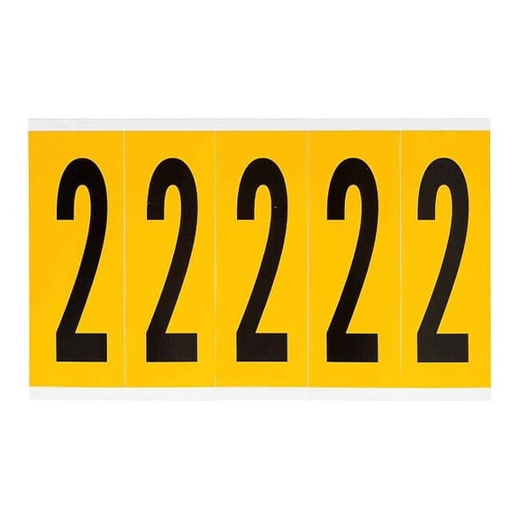 Brady Number Label, 2, 5in.Hx1-3/4in.W, Vinyl 1560-2