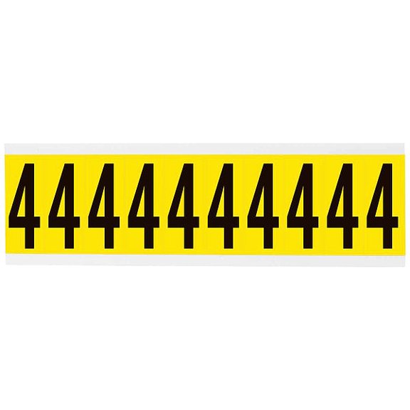 Brady Number Label,4,Blk On Yllw,2-1/4inH 3440-4